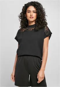 Women's short oversized T-shirt with black lace