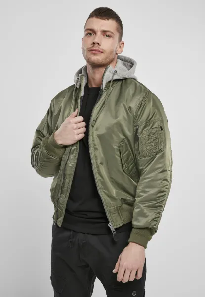 Pánska bunda Brandit MA1 Sweat Hooded Bomber, olivová - XXL