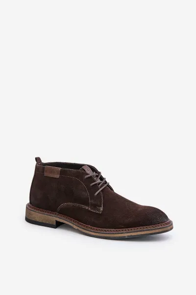 BIG STAR SHOES Semišové Pánske Šnurovacie Topánky Tmavo Hnedé Big Star