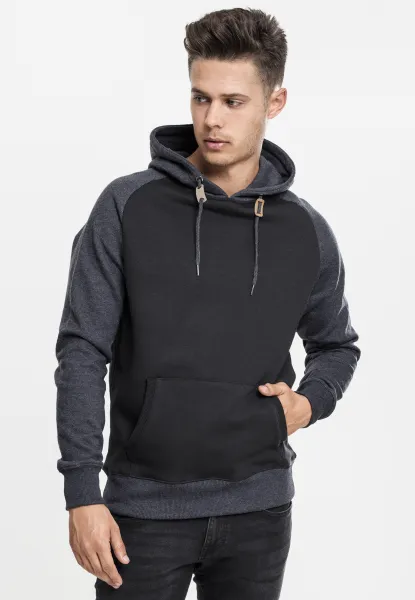 Raglan contrast hoodie blk/cha