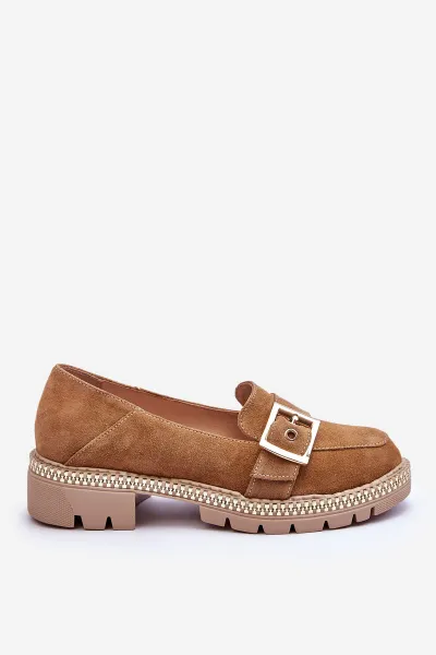 Boto Módne semišové mokasíny tmavé -BEIGE ELOISA