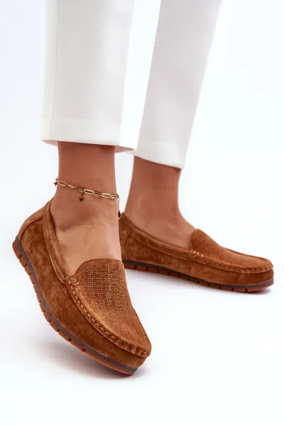 S. BARSKI Dámske semišové mokasíny Camel S.Barski LR755