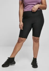 Women's high-waisted cycling shorts with lace trim black