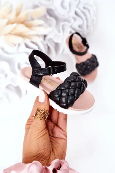 Boto Detské sandále s Braid Black Adella