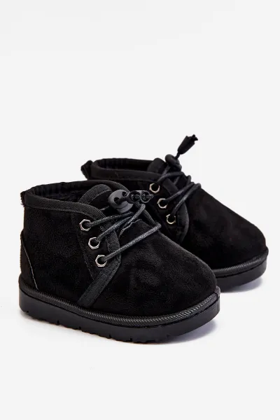 FR1 Detské čipky -Boots Izolované s kožušinovým čiernym poľovníkom