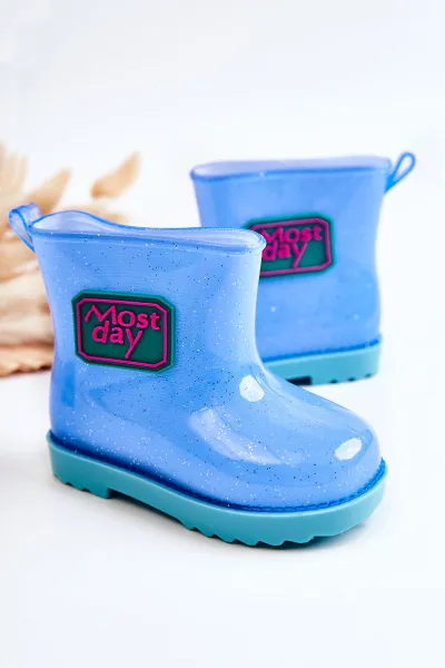 Boto Detský brokátový modrý dážď galoshes