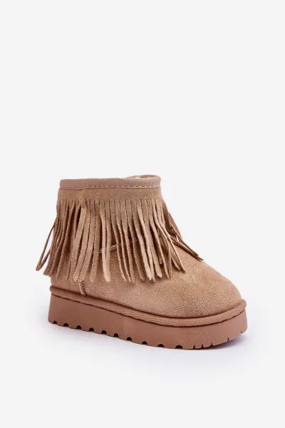 Boto Izolované topánky Detské snehové topánky s dekoratívnymi okrajmi Beige Nimia