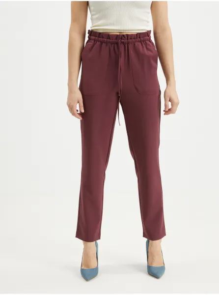 Burgundy shortened trousers VERO MODA