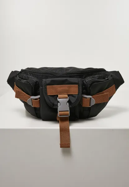 Hiking shoulder bag made of recycled ripstop black