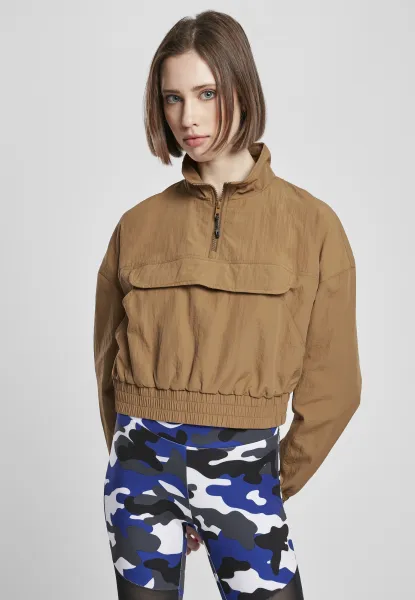 Women's Crinkle Nylon Pull Over Midground Cropped Jacket
