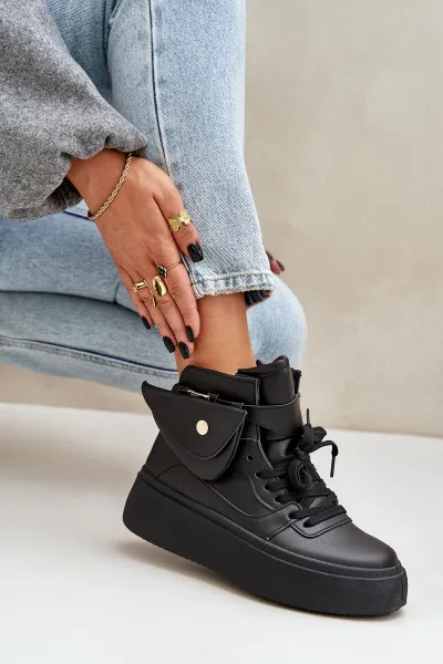 PM1 Vysoké sneakers s vreckom na platforme čierne Saramis