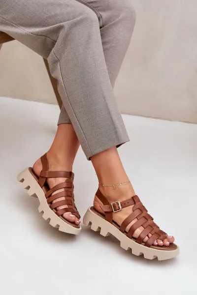 Lewski Shoes Kožené Dámske Sandále Zazoo 3695 Kameň