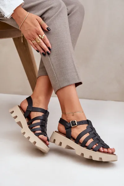 Lewski Shoes Kožené dámske sandále Zazoo 3695 čierne