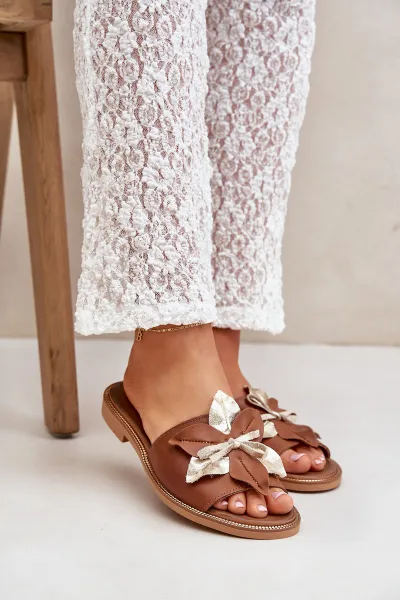 Lewski Shoes Šľapky S Dekoráciou Prírodná Koža Zazoo