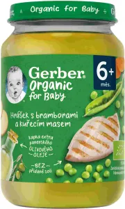 GERBER Organic hrášok so zemiakmi a kuracím mäsom 190 g,GERBER Organic detský príkrm hrášok so zemiakmi a kuracím mäsom 190 g​