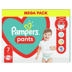 PAMPERS Active Pants 7 17+ kg 74 ks,PAMPERS Pants Nohavičky plienkové jednorazové 7 (17 kg+) 74 ks - MEGA PACK