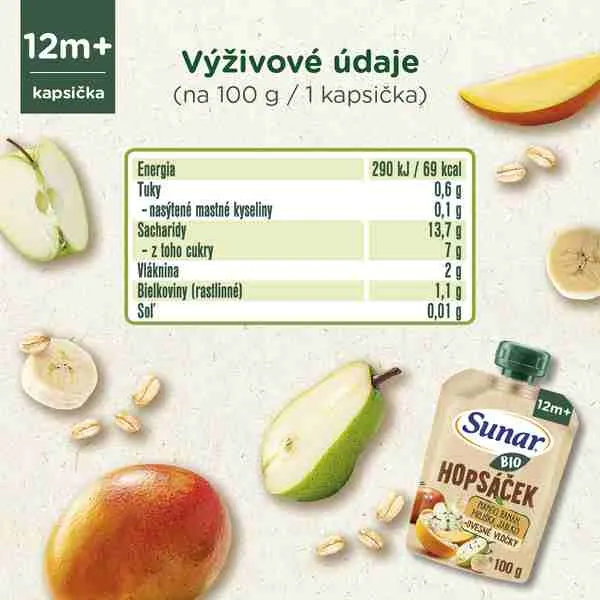 Sunar BIO HOPSÁČEK Mango, banán, hruška, jablko