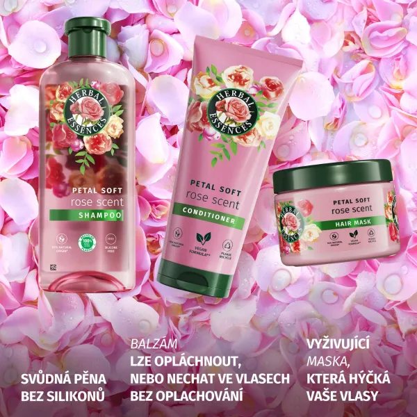 Herbal Essences Rose Scent Petal Soft šampón pre suché a poškodené vlasy 350 ml