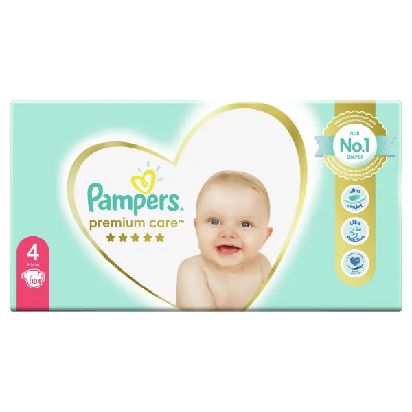 Pampers Premium Care 4 MAXI 9-14 kg 104 ks,PAMPERS Premium Care Plienky jednorazové 4 (9-14 kg) 104 ks - MEGA PACK