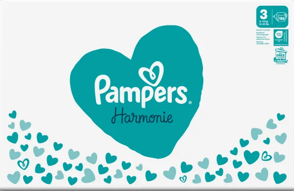 PAMPERS Plienky jednorázové Harmonie Baby veľ. 3, 186 ks, 6kg-10kg