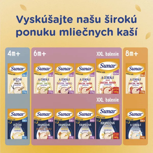 Sunar mliečna KAŠA 8 CEREÁLIÍ Na dobrú noc