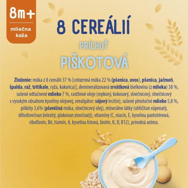 Sunar mliečna KAŠA 8 CEREÁLIÍ Na dobrú noc