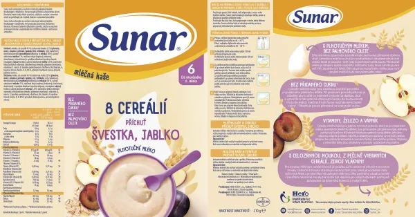 Sunar mliečna KAŠA 8 CEREÁLIÍ