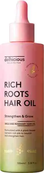 delhicious RICH ROOTS AMLA & ROSEMARY HAIR OIL hydratačný a upokojujúci olej pre suchú pokožku hlavy so sklonom k svrbeniu 100 ml