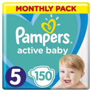 Pampers Active Baby 5 Junior 11-16 kg 150 ks,PAMPERS Active Baby Plienky jednorazové 5 (11-16 kg) 150 ks - MESAČNÁ ZÁSOBA