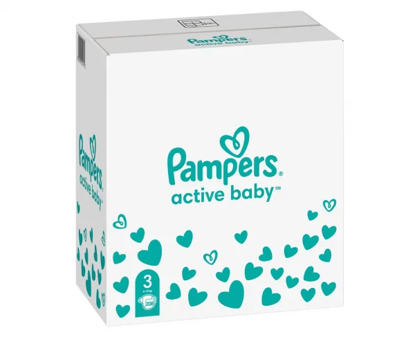 Pampers Active Baby 3 MIDI 6-10 kg 208 ks,PAMPERS Active Baby Plienky jednorazové 3 (6-10 kg) 208 ks - MESAČNÁ ZÁSOBA