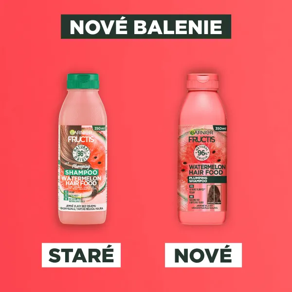 Garnier Fructis Watermelon Hair Food šampón pre jemné vlasy bez objemu 350 ml