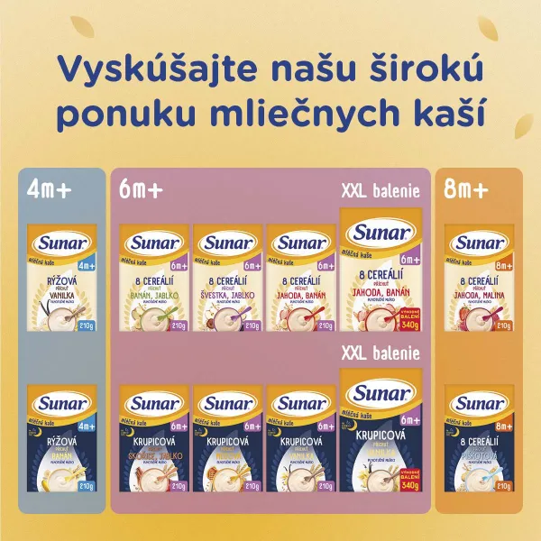 Sunar mliečna KAŠA 8 CEREÁLIÍ