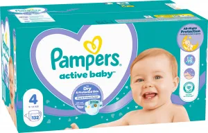 Pampers Active Baby 4, Maxi 9-14 kg 132,PAMPERS Active Baby Plienky jednorazové 4 (9-14 kg) 132 ks