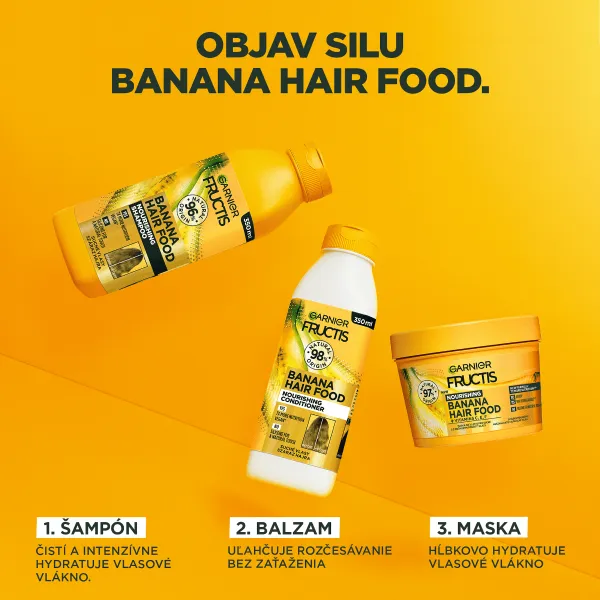 Garnier Fructis Banana Hair Food vyživujúci šampón pre suché vlasy 350 ml