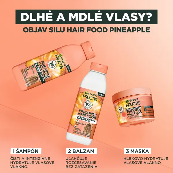 Garnier Fructis Pineapple Hair Food rozjasňujúci kondicionér pre dlhé vlasy 350 ml