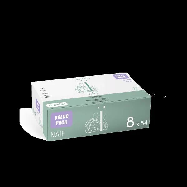 Naif Baby & Kids Plastic Free Wipes vlhčené obrúsky pre deti od narodenia 8x54 ks