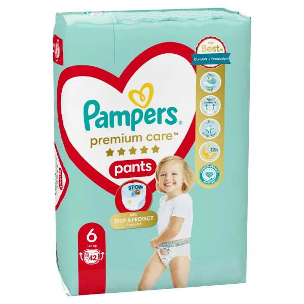 PAMPERS Nohavičky plienkové Premium Care Pants veľ. 6 (42 ks) 15 kg