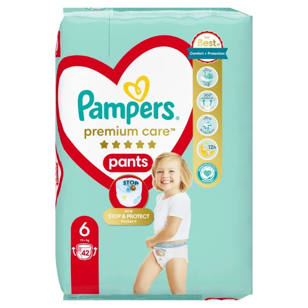 PAMPERS Nohavičky plienkové Premium Care Pants veľ. 6 (42 ks) 15 kg