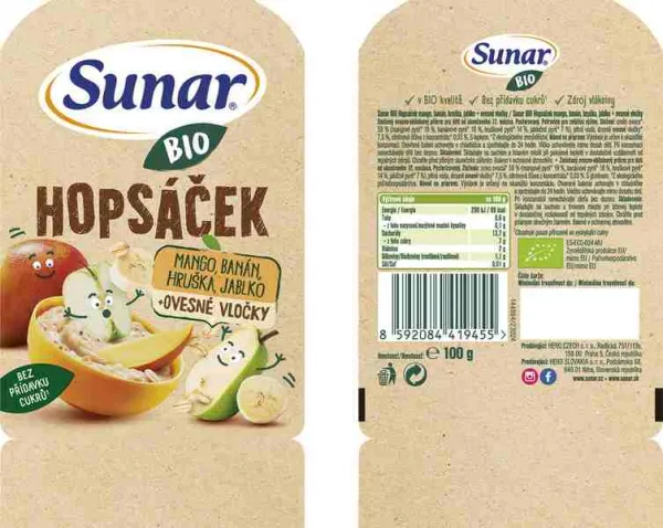 Sunar BIO HOPSÁČEK Mango, banán, hruška, jablko