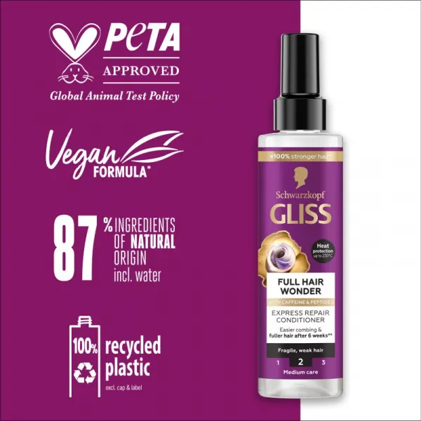 Schwarzkopf Gliss Full Hair Wonder regeneračný bezoplachový kondicionér pre oslabené vlasy 200 ml
