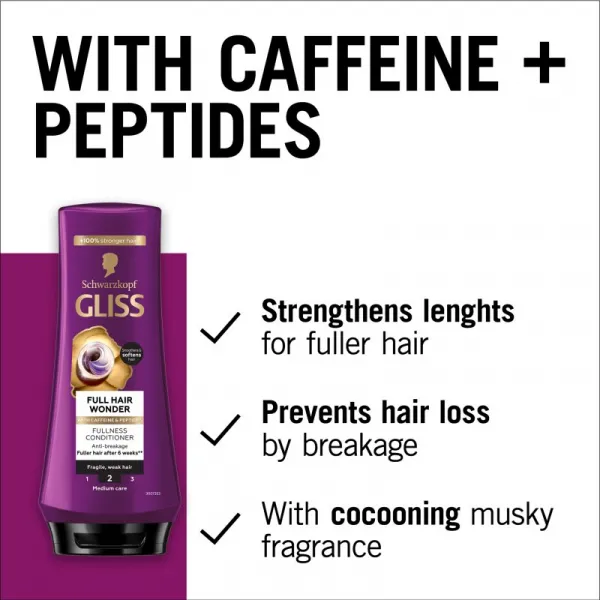 Schwarzkopf Gliss Full Hair Wonder regeneračný balzam pre krehké vlasy 200 ml