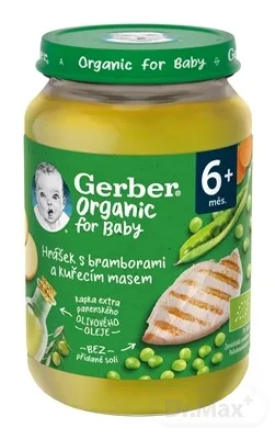 GERBER Organic hrášok so zemiakmi a kuracím mäsom 190 g,GERBER Organic detský príkrm hrášok so zemiakmi a kuracím mäsom 190 g​