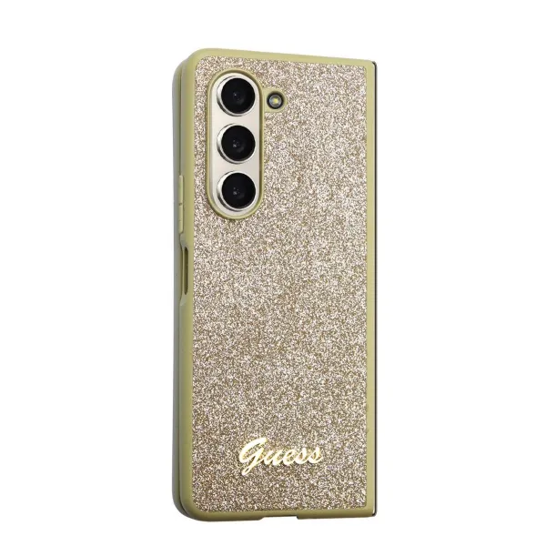 GUESS GLITTER FLAKES Obal Samsung Galaxy Z Fold5 5G zlatý