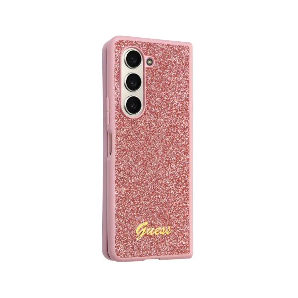 GUESS GLITTER FLAKES Obal Samsung Galaxy Z Fold5 5G ružový