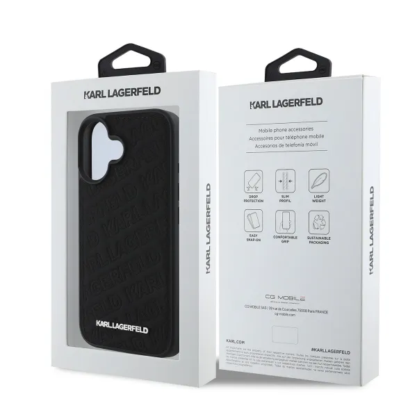 Karl Lagerfeld Quilted Pattern Kryt pre iPhone 16, Čierny