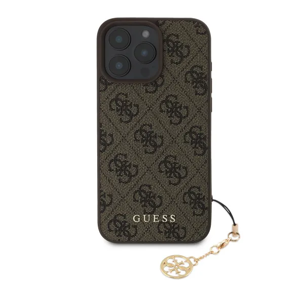 Guess 4G Charm Kryt pre iPhone 16 Pro Max, Hnedý