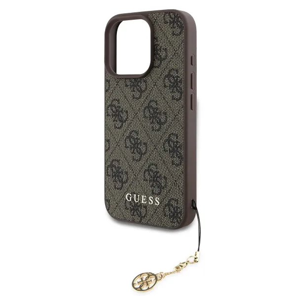 Guess 4G Charm Kryt pre iPhone 16 Pro, Hnedý