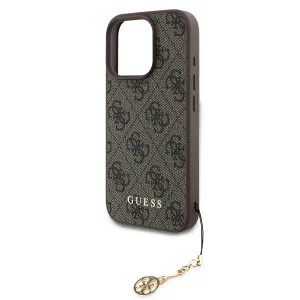 Guess 4G Charm Kryt pre iPhone 16 Pro, Hnedý