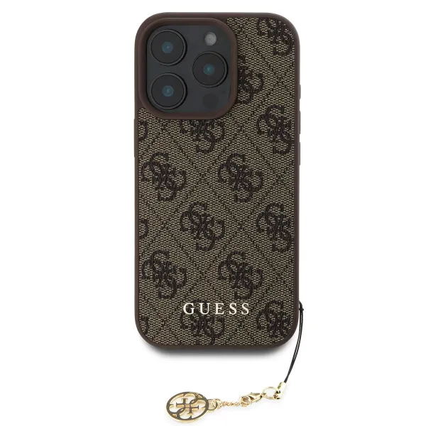 Guess 4G Charm Kryt pre iPhone 16 Pro, Hnedý