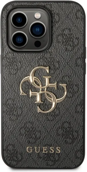 GUESS 4G METAL Kryt pre Apple iPhone 15 Pro Max šedý